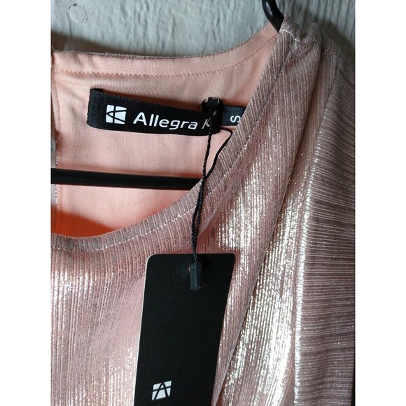 Allegra K Women's Sz S Pink Metallic Sleeveless Mini Sheath Dress Party  NWT - Picture 3 of 7